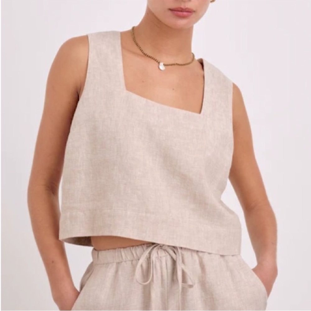 The Reset 100% linen square neck tank